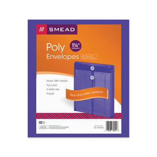 Smead™ Poly String & Button Interoffice Envelopes, String & Button Closure, 9.75 x 11.63, Transparent Purple, 5/Pack (SMD89544)