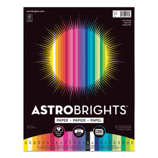 Astrobrights® Color Paper - "Spectrum" Assortment, 24 lb Bond Weight, 8.5 x 11, 25 Assorted Spectrum Colors, 200/Pack (WAU91397)