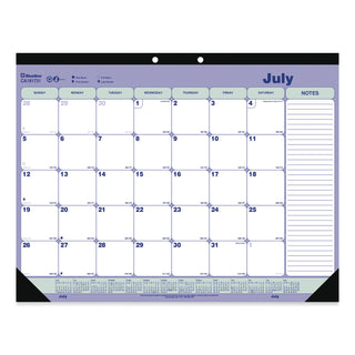 Blueline® Academic 13-Month Desk Pad Calendar, 21.25 x 16, White/Blue/Green Sheets, Black Headband, 13-Month: July 2025 to July 2026 (REDCA181731)