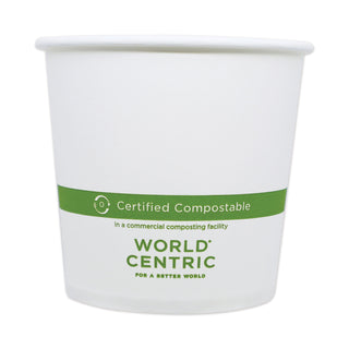 World Centric® Paper Bowls, 4.4" dia x 4.4", 24 oz, White, 500/Carton (WORBOPA24)