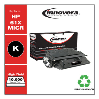 Innovera® Remanufactured Black High-Yield MICR Toner Cartridge, Replacement for HP 61XM (C8061XM), 10,000 Page-Yield (IVR83061TMICR)
