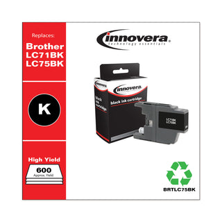Innovera® Remanufactured Black High-Yield Ink, Replacement For Brother LC75BK, 600 Page Yield (IVRLC75BK)