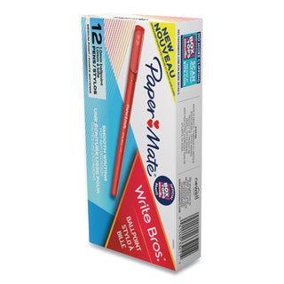 Papermate® Write Bros. Stick Ballpoint Pen, Medium 1mm, Red Ink/Barrel, Dozen (PAP3321131C)