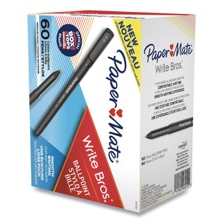 Papermate® Write Bros. Stick Ballpoint Pen Value Pack, 1mm, Black Ink/Barrel, 60/Pack (PAP4621401C)