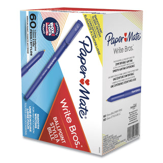 Papermate® Write Bros. Stick Ballpoint Pen Value Pack, Medium 1mm, Blue Ink/Barrel, 60/Pack (PAP4621501C)