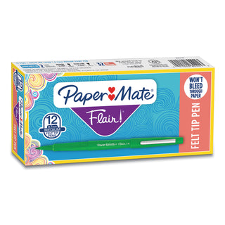 Papermate® Point Guard Flair Pen, Green Barrel, 1.0 Mm, Green Ink (PAP8440152)
