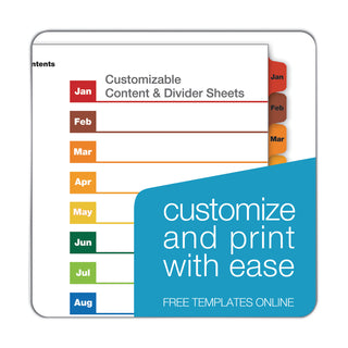 Cardinal® OneStep Printable Table of Contents and Dividers, 12-Tab, Jan. to Dec., 11 x 8.5, White, 1 Set (CRD60318) (CRD60318)