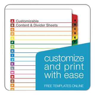 Cardinal® OneStep Printable Table of Contents and Dividers, 26-Tab, A to Z, 11 x 8.5, White, 1 Set (CRD60218)