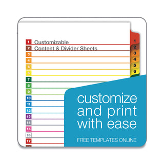 Cardinal® OneStep Printable Table of Contents and Dividers, 31-Tab, 1 to 31, 11 x 8.5, White, 1 Set (CRD60118)
