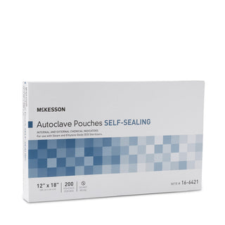 McKesson Sterilization Pouch Ethylene Oxide (EO) Gas / Steam 12 X 18 Inch Transparent Blue / White Self Seal Paper / Film (960948_CS)