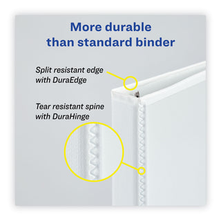 Avery® Heavy-Duty Non Stick View Binder with DuraHinge and Slant Rings, 3 Rings, 3" Capacity, 11 x 8.5, White, 2/Pack (AVE79791)