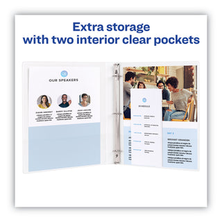 Avery® Heavy-Duty Non Stick View Binder with DuraHinge and Slant Rings, 3 Rings, 3" Capacity, 11 x 8.5, White, 2/Pack (AVE79791)