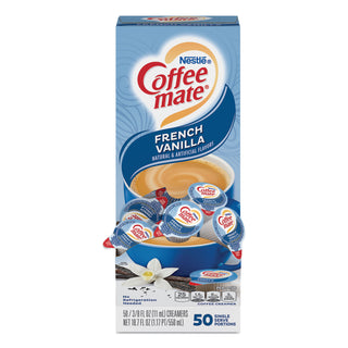 Coffee mate® Liquid Coffee Creamer, French Vanilla, 0.38 oz Mini Cups, 50/Box, 4 Boxes/Carton, 200 Total/Carton (NES35170-CS)