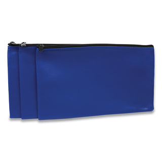 CONTROLTEK® Fabric Deposit Bag, 5.5 x 11, Vinyl, Blue, 3/Pack (CNK530495)