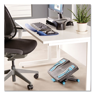 Fellowes® Energizer Foot Support, 17.88w x 13.25d x 4 to 6.5h, Charcoal/Blue/Gray (FEL8068001)
