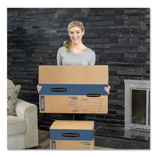 Bankers Box® SmoothMove Prime Moving/Storage Boxes, Hinged Lid, Regular Slotted Container, Medium, 18" x 18" x 16", Brown/Blue, 8/Carton (FEL0062801)