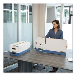 Bankers Box® STOR/FILE Medium-Duty Strength Storage Boxes, Letter/Legal Files, 12.25" x 16" x 11", White/Blue, 12/Carton (FEL00025)