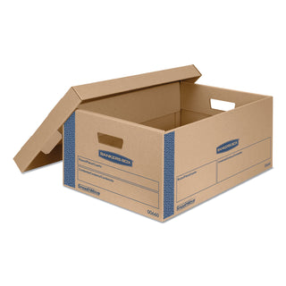 Bankers Box® SmoothMove Prime Moving/Storage Boxes, Lift-Off Lid, Half Slotted Container, Large, 15" x 24" x 10", Brown/Blue, 8/Carton (FEL0066001)