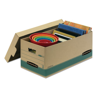 Bankers Box® STOR/FILE Medium-Duty 100% Recycled Storage Boxes, Legal Files, 15.88" x 25.38" x 10.25", Kraft/Green, 12/Carton (FEL1270201)