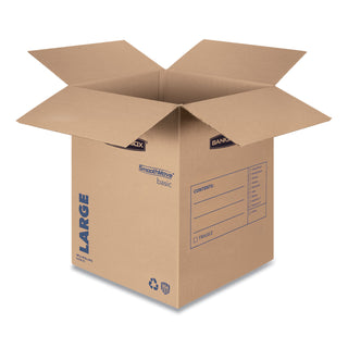 Bankers Box® SmoothMove Basic Moving Boxes, Regular Slotted Container (RSC), Large, 18" x 18" x 24", Brown/Blue, 15/Carton (FEL7714001)
