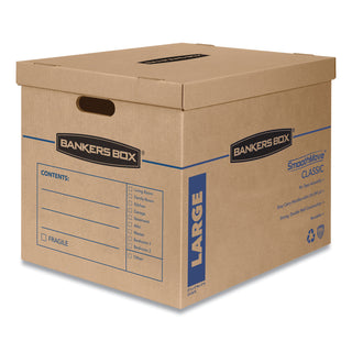 Bankers Box® SmoothMove Classic Moving/Storage Boxes, Half Slotted Container (HSC), Large, 17" x 21" x 17", Brown/Blue, 5/Carton (FEL7718201)