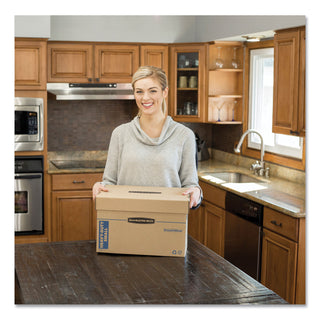 Bankers Box® SmoothMove Maximum Strength Moving Boxes, Half Slotted Container (HSC), Medium, 12.25" x 18.5" x 12", Brown/Blue, 8/Pack (FEL7710301)
