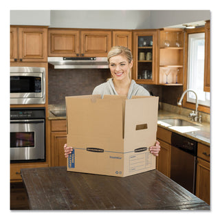 Bankers Box® SmoothMove Maximum Strength Moving Boxes, Half Slotted Container (HSC), Medium, 12.25" x 18.5" x 12", Brown/Blue, 8/Pack (FEL7710301)