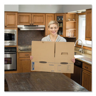 Bankers Box® SmoothMove Maximum Strength Moving Boxes, Half Slotted Container (HSC), Medium, 12.25" x 18.5" x 12", Brown/Blue, 8/Pack (FEL7710301)