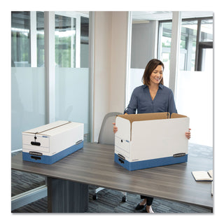 Bankers Box® LIBERTY Heavy-Duty Strength Storage Boxes, Letter Files, 12.25" x 24.13" x 10.75", White/Blue, 4/Carton (FEL0001103)