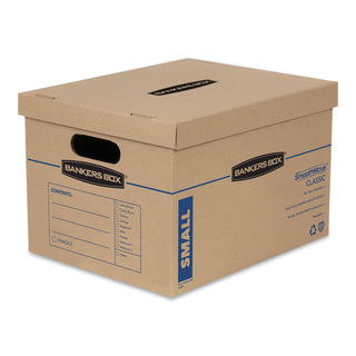 Bankers Box® SmoothMove Classic Moving/Storage Boxes, Half Slotted Container (HSC), Small, 12" x 15" x 10", Brown/Blue, 15/Carton (FEL7714209)