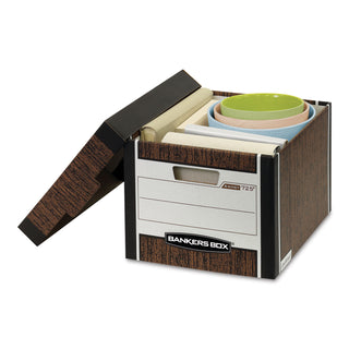 Bankers Box® R-KIVE Heavy-Duty Storage Boxes, Letter/Legal Files, 12.75" x 16.5" x 10.38", Woodgrain, 12/Carton (FEL00725)