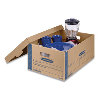 Bankers Box® SmoothMove Prime Moving/Storage Boxes, Lift-Off Lid, Half Slotted Container, Large, 15" x 24" x 10", Brown/Blue, 8/Carton (FEL0066001)
