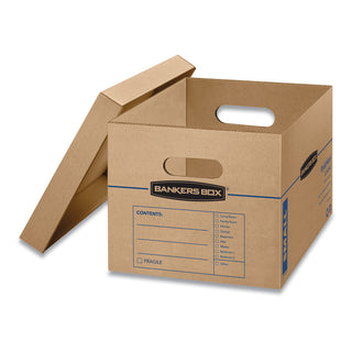 Bankers Box® SmoothMove Classic Moving/Storage Boxes, Half Slotted Container (HSC), Small, 12" x 15" x 10", Brown/Blue, 15/Carton (FEL7714209)