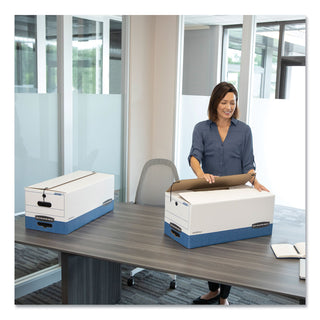 Bankers Box® LIBERTY Heavy-Duty Strength Storage Boxes, Letter Files, 12.25" x 24.13" x 10.75", White/Blue, 4/Carton (FEL0001103)