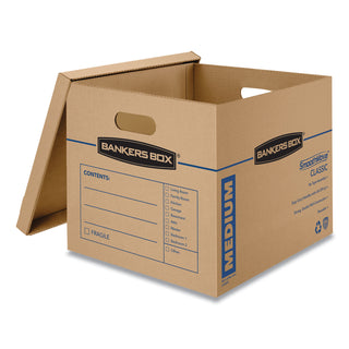 Bankers Box® SmoothMove Classic Moving/Storage Boxes, Half Slotted Container (HSC), Medium, 15" x 18" x 14", Brown/Blue, 8/Carton (FEL7717201)