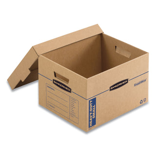 Bankers Box® SmoothMove Maximum Strength Moving Boxes, Half Slotted Container (HSC), Small, 15" x 15" x 12", Brown/Blue, 8/Pack (FEL7710201)