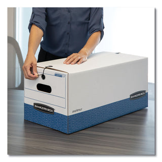 Bankers Box® LIBERTY Heavy-Duty Strength Storage Boxes, Letter Files, 12.25" x 24.13" x 10.75", White/Blue, 4/Carton (FEL0001103)