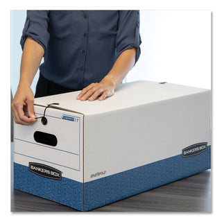 Bankers Box® STOR/FILE Medium-Duty Strength Storage Boxes, Letter/Legal Files, 12.25" x 16" x 11", White/Blue, 12/Carton (FEL00025)