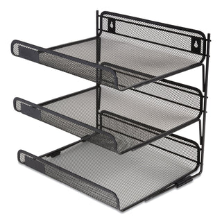 TRU RED™ Side-Load Open Design Wire Mesh Horizontal Document Organizer, 3 Sections, Letter-Size, 13.78 x 11.22 x 13.38, Matte Black (TUD24402462)