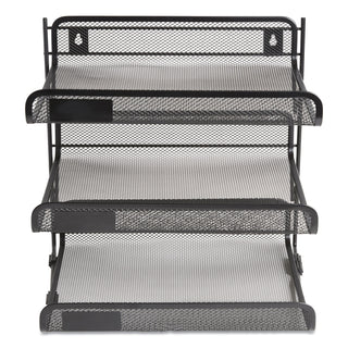 TRU RED™ Side-Load Open Design Wire Mesh Horizontal Document Organizer, 3 Sections, Letter-Size, 13.78 x 11.22 x 13.38, Matte Black (TUD24402462)