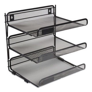 TRU RED™ Side-Load Open Design Wire Mesh Horizontal Document Organizer, 3 Sections, Letter-Size, 13.78 x 11.22 x 13.38, Matte Black (TUD24402462)