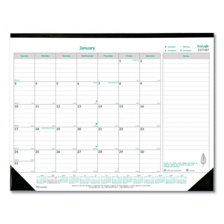 Brownline® EcoLogix Monthly Desk Pad Calendar, EcoLogix Artwork, 22 x 17, White/Green Sheets, Black Binding, 12-Month (Jan-Dec): 2026 (REDC177437)