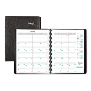 Brownline® EcoLogix Recycled Monthly Planner, EcoLogix Artwork, 11 x 8.5, Black Cover, 14-Month: Dec 2025 to Jan 2027 (REDCB435WBLK)