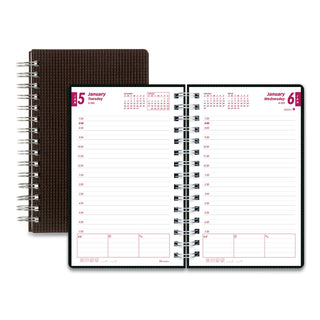 Brownline® DuraFlex Daily Planner, 8 x 5, Black Cover, 12-Month (Jan to Dec): 2026 (REDCB634VBLK)
