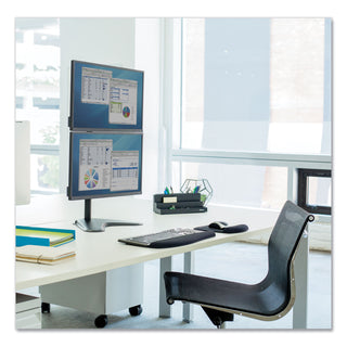 Fellowes® Professional Series Freestanding Dual Stacking Monitor Arm, For 32" Monitors, 15.3" x 35.5" x 11", Black, Supports 17 lb (FEL8044001)