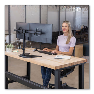 Fellowes® Professional Series Freestanding Dual Horizontal Monitor Arm, For 30" Monitors, 35.75" x 11" x 18.25", Black, Supports 17 lb (FEL8043701)