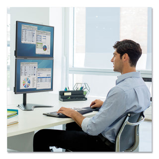 Fellowes® Professional Series Freestanding Dual Stacking Monitor Arm, For 32" Monitors, 15.3" x 35.5" x 11", Black, Supports 17 lb (FEL8044001)
