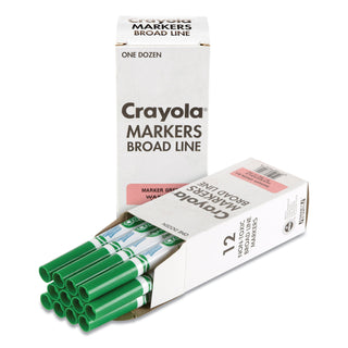 Crayola® Broad Line Washable Markers, Broad Bullet Tip, Green, 12/Box (CYO587800044)