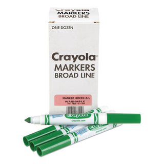 Crayola® Broad Line Washable Markers, Broad Bullet Tip, Green, 12/Box (CYO587800044)