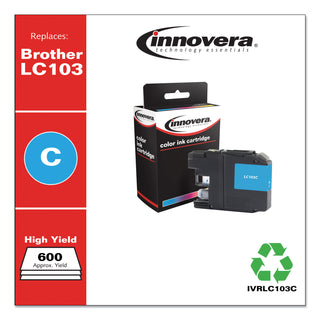 Innovera® Remanufactured Cyan High-Yield Ink, Replacement For Brother LC103C, 600 Page Yield (IVRLC103C)